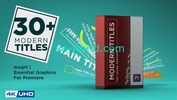 AE模板+PR预设：31种现代简洁文字标题动画 Modern Titles Pack