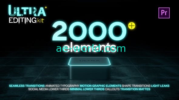 Premiere预设-2000种文字标题排版指示线图形动画视频无缝转场PR模板剪辑工具包 Ultra Editing Kit